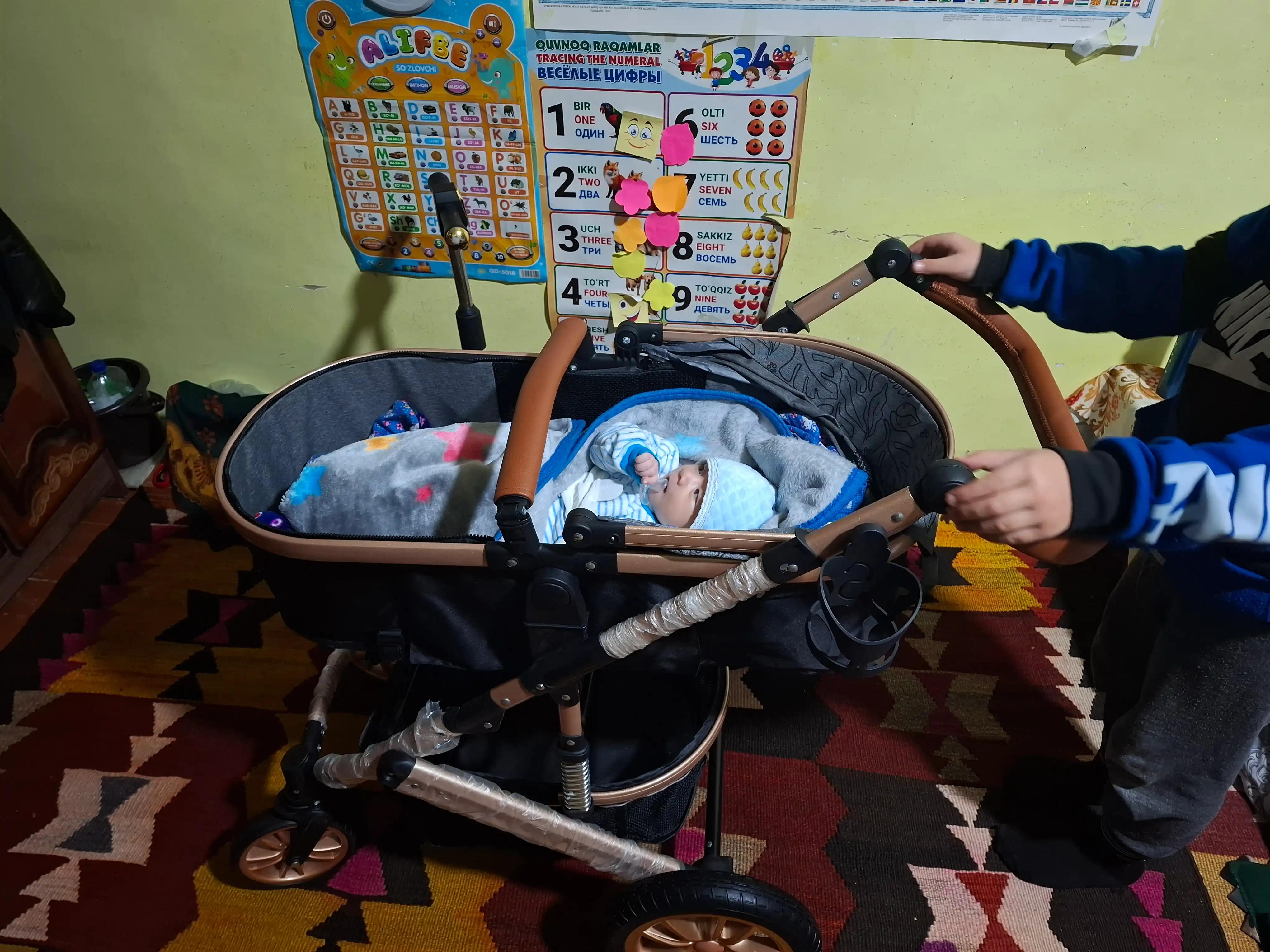 Коляска детская INING BABY, трансформер 2 в 1, всесезонная, люлька и прогулочная
