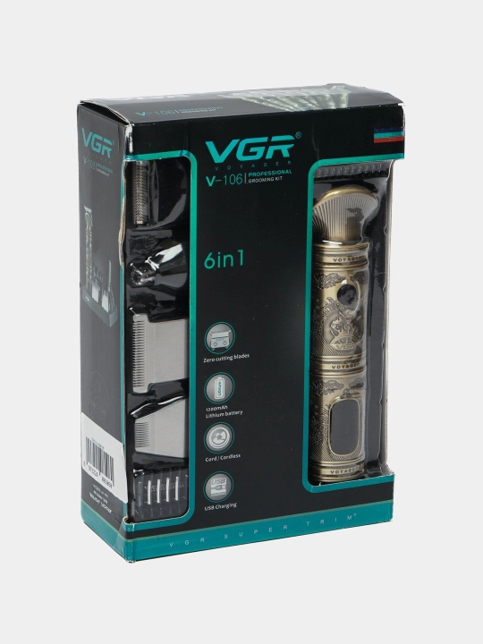 Professional simsiz VGR V-106, 6 tasi 1 da, soqol olish va soch kesish uchun mashinka - 