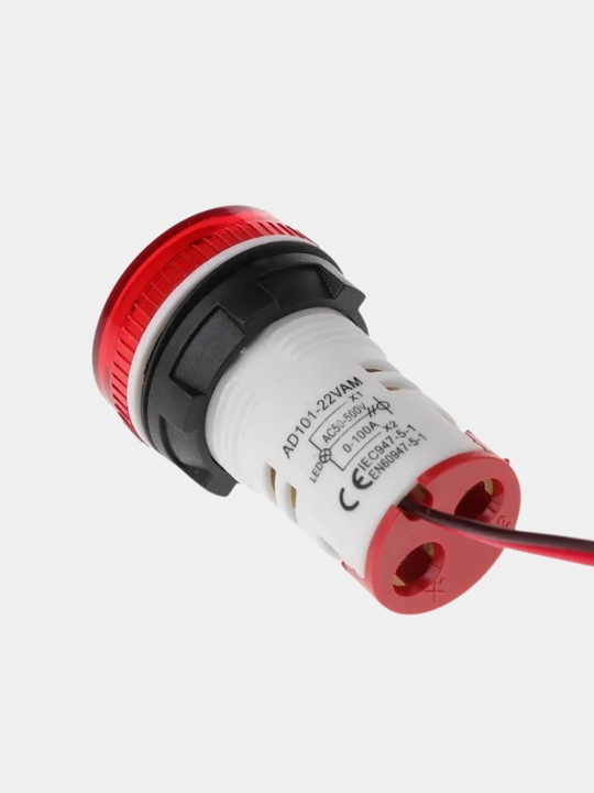 Mini voltmetr, ampermetr 50-500V 0-100A 2 LED, AC indikator, qizil
