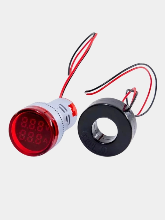 Mini voltmetr, ampermetr 50-500V 0-100A 2 LED, AC indikator, qizil