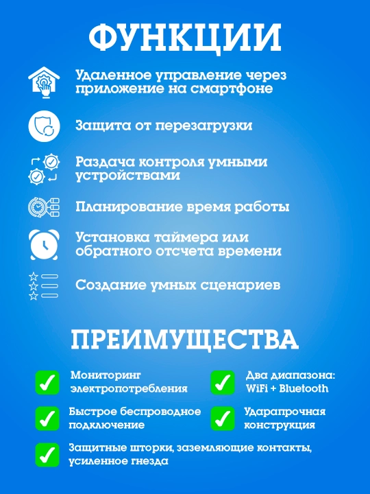 Aqlli rozetka Smart Plug WiFi SMART SOCKET, ovozli boshqaruv va taymer bilan