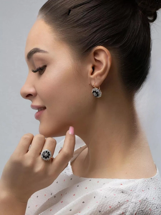 Набор украшений Xuping Stainless Steel, серьги, кольцо, подарочная коробка