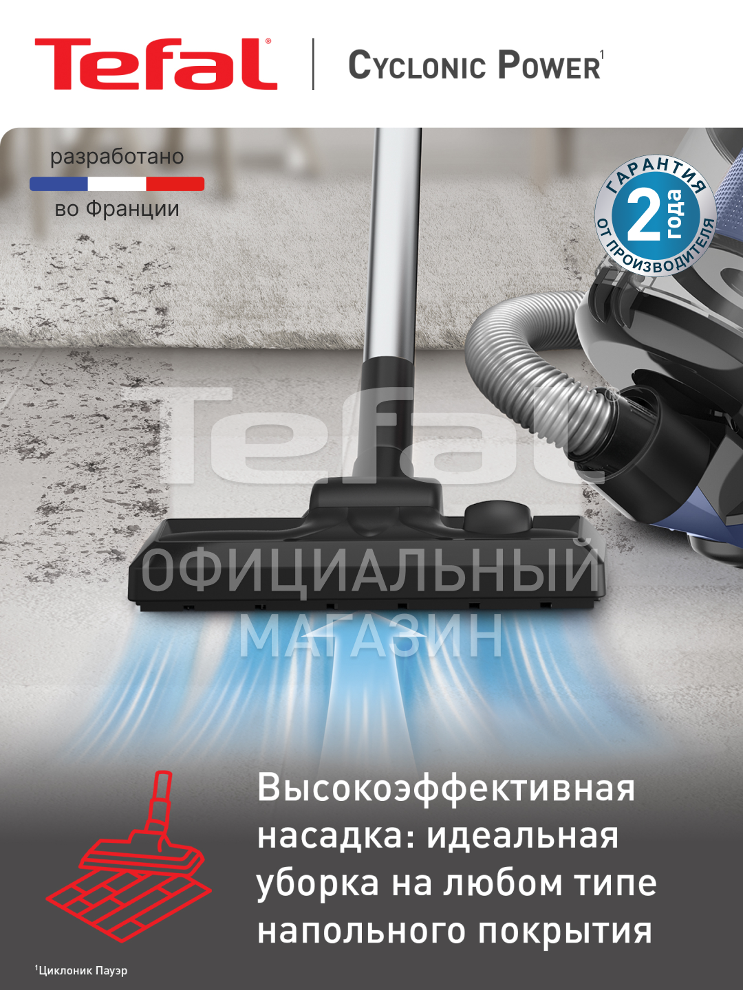 Пылесос с контейнером для пыли Tefal Cyclonic Power TW1931RH