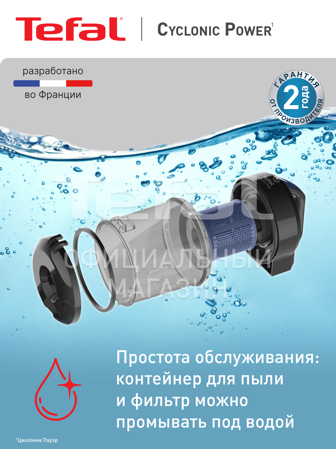 Пылесос с контейнером для пыли Tefal Cyclonic Power TW1931RH
