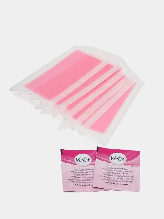 Восковые полоски Veet professional, 12 штук, 3 салфетки, с маслом ши, для чувствительной кожи