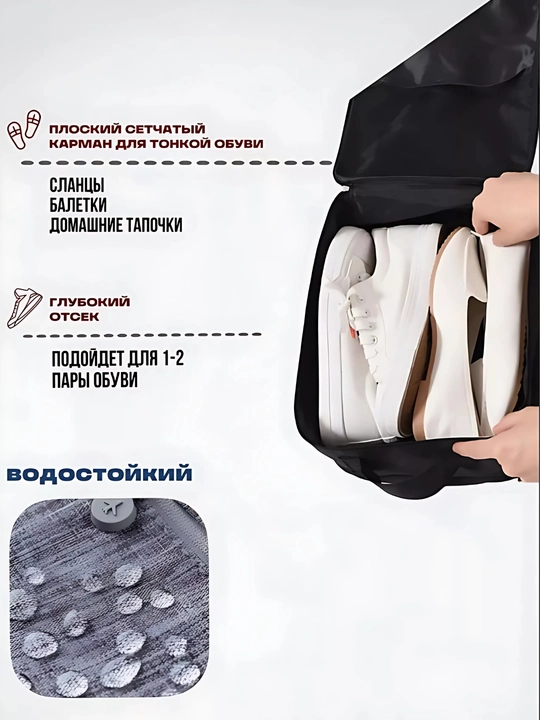 Дорожная сумка-органайзер для обуви на 2пары,с перегородками и молнией,для путешествий