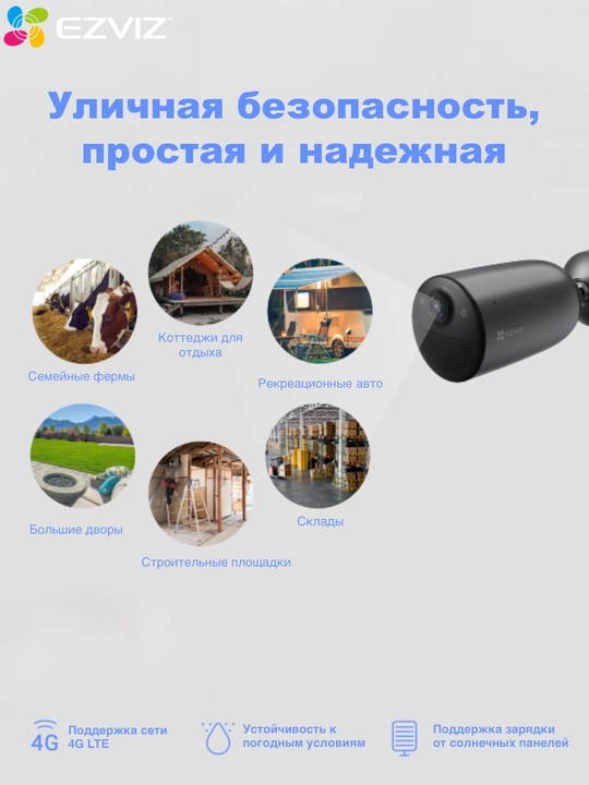 4G SIM аккумуляторная камера видеонаблюдения EZVIZ CS-EB3