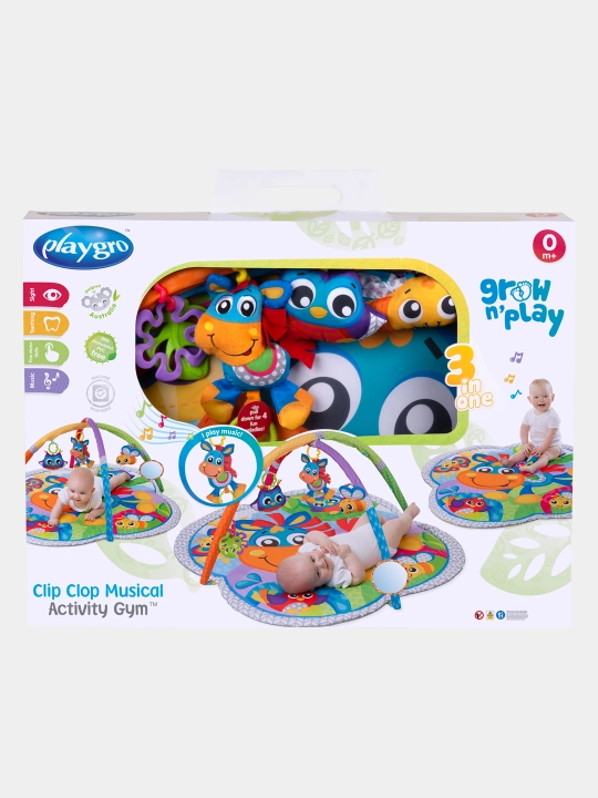Развивающий коврик с погремушками Clip Clop Musical Activity Gym