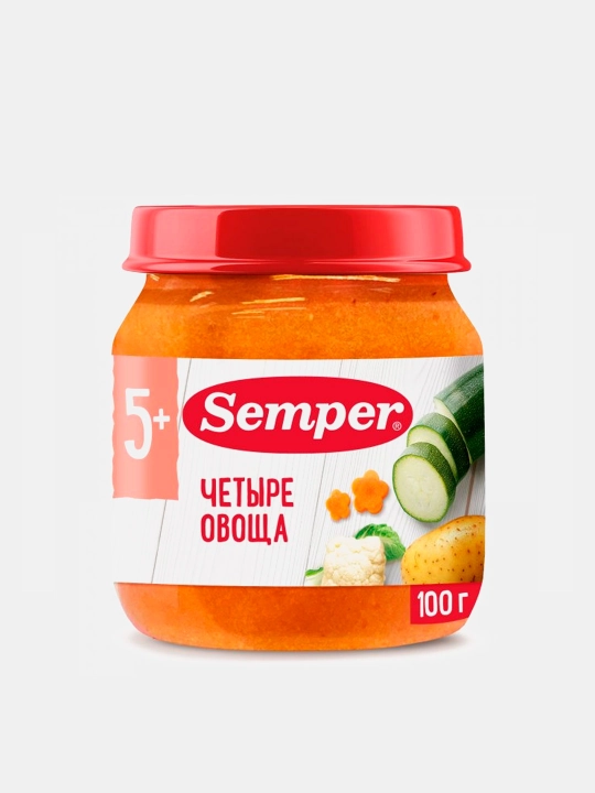 Пюре Semper Четыре овоща 5м+ 100 гр - 