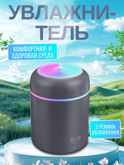 Компактный увлажнитель воздуха H2O, с подсветкой и тихой работой, для дома и авто — HOUSE10-H2O-ЧЕРН