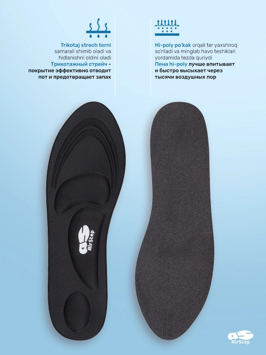 Стельки для обуви AIRSTEP, универсальные мягкие анатомические стельки