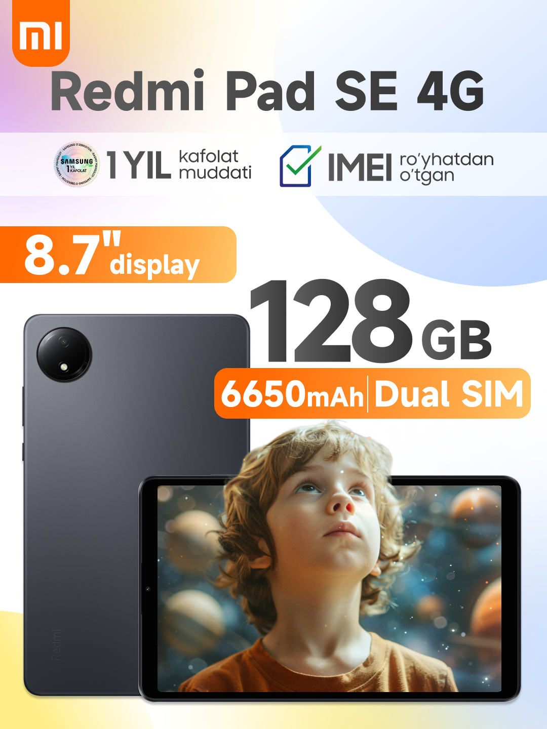 Планшет Xiaomi Redmi Pad SE 4G, 8.7 дюйма, 1340 x 800, 90 Гц, 6650 мА/ч ...