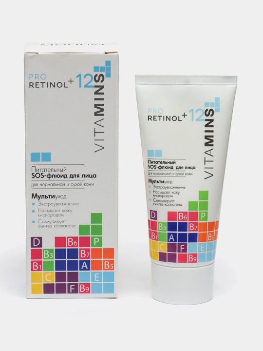 SOS-флюид для лица Pro Retinol + 12 Vitamins питательный, для сухой кожи, 50 г, Модум - 