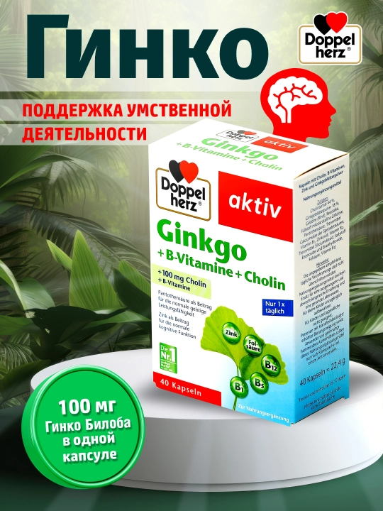 Доппельгерц Актив Гинго + витамины группы B + чолин капсулы №40