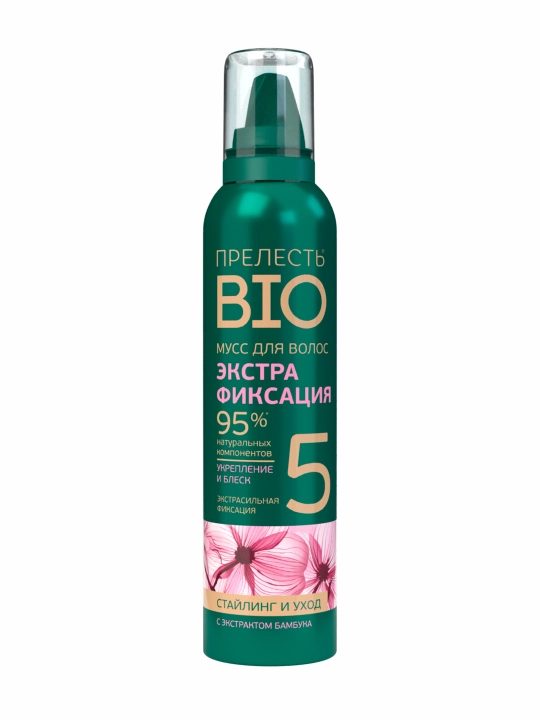 Мусс для укладки волос экстрасильная фиксация Прелесть Bio с экстрактом бамбука 160 мл