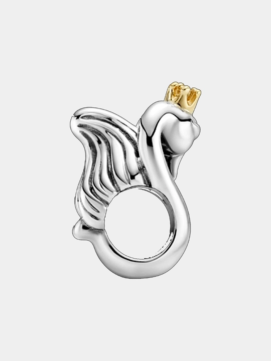 Шарм Pandora «Лебеди и сердце» 799315C00, серебро 925 и золото 14K