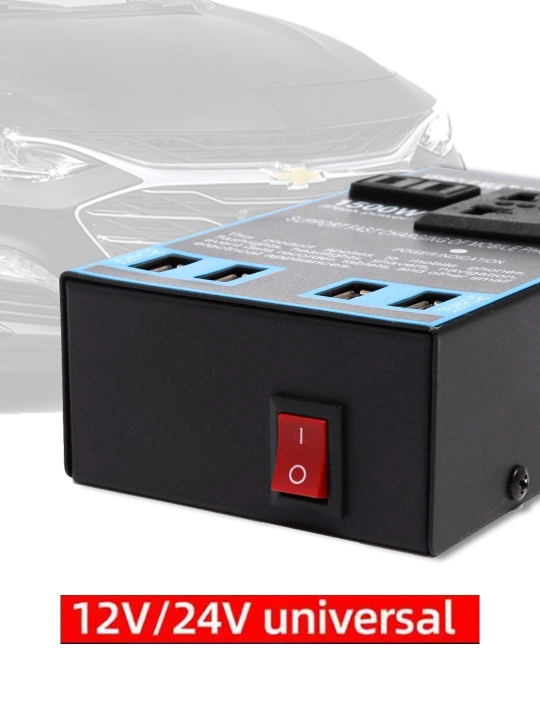 Avtomobil invertori, 4 ta USB portli rozetka, 12 V/24 V dan 220 V gacha konvertor, 1500 Vt