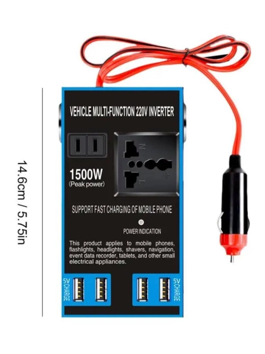 Автомобильный инвертор, розетка с 4 USB-портами преобразователь 12 В/24 В в 220 В, 1500 Вт - 