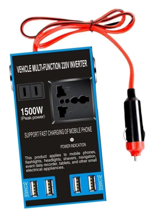 Avtomobil invertori, 4 ta USB portli rozetka, 12 V/24 V dan 220 V gacha konvertor, 1500 Vt