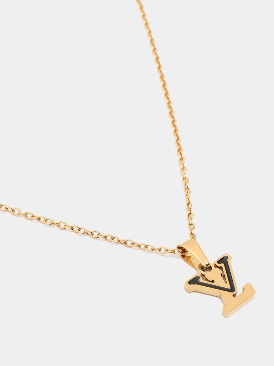 Комплект цепочка с кулоном, серьги YSL, клевер, золотой цвет, бижутерия