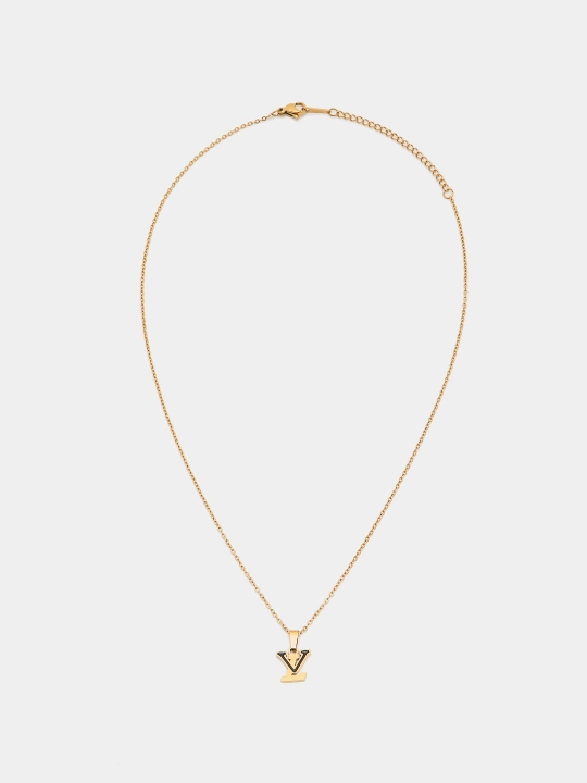 Комплект цепочка с кулоном, серьги YSL, клевер, золотой цвет, бижутерия