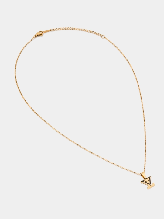 Комплект цепочка с кулоном, серьги YSL, клевер, золотой цвет, бижутерия