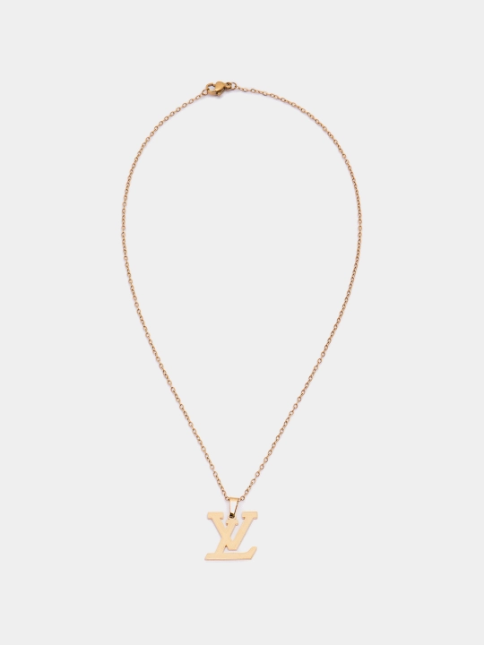 Комплект цепочка с кулоном, серьги YSL, клевер, золотой цвет, бижутерия