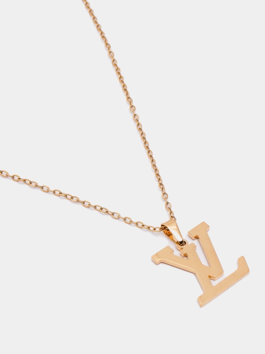 Комплект цепочка с кулоном, серьги YSL, клевер, золотой цвет, бижутерия
