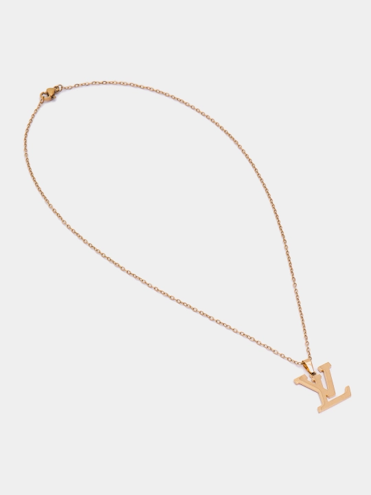 Комплект цепочка с кулоном, серьги YSL, клевер, золотой цвет, бижутерия