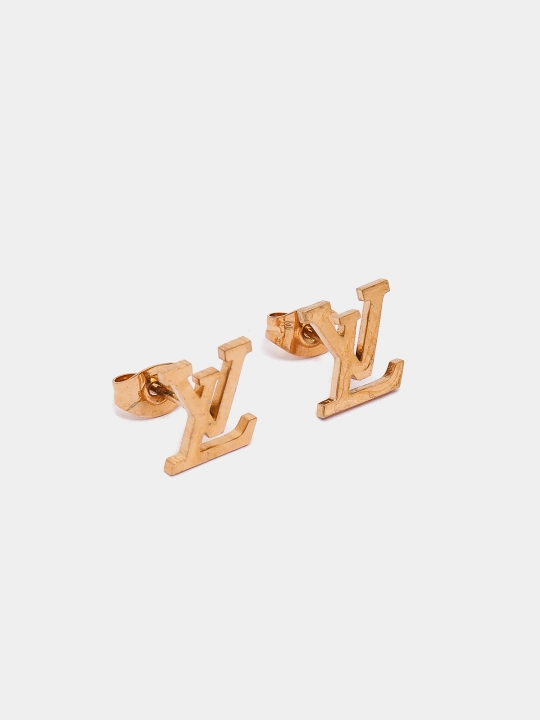 Комплект цепочка с кулоном, серьги YSL, клевер, золотой цвет, бижутерия