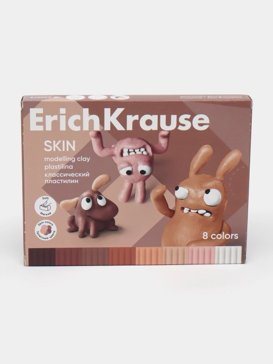 Пластилин классический ErichKrause Jolly Friends Skin 8 цветов со стеком, 144 гр, 61353 - 