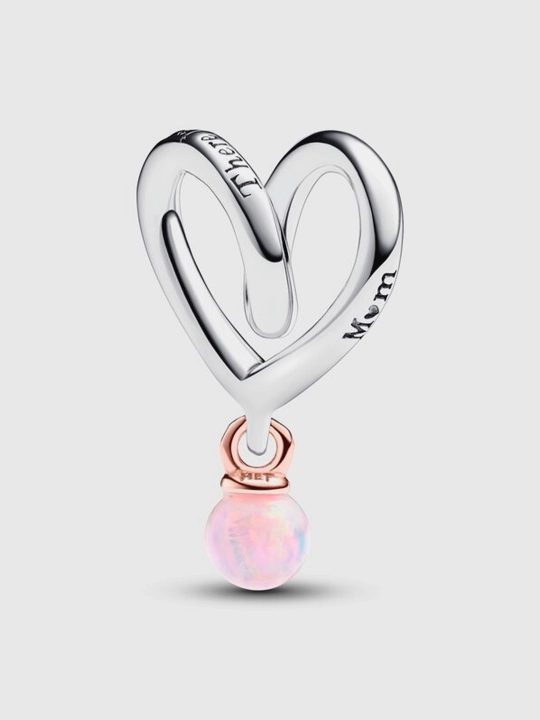 Pandora «Onalik mehri» yurakli sharm, pushti opal bilan 783242C01