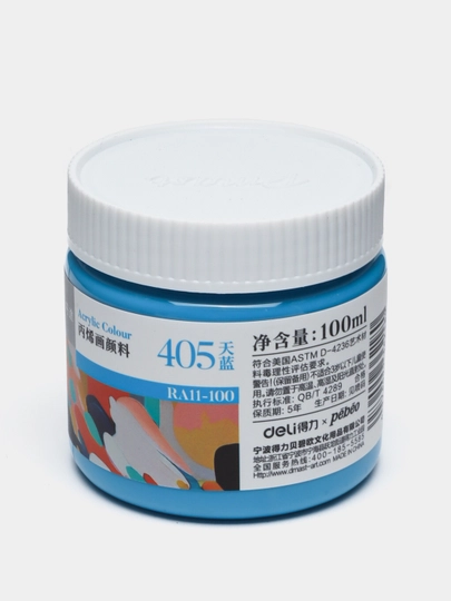 Краска акриловая в банке Dmast Deli RA11-100-405 Cerulean Blue, 100 мл — ДЕЛИ-P152ACB