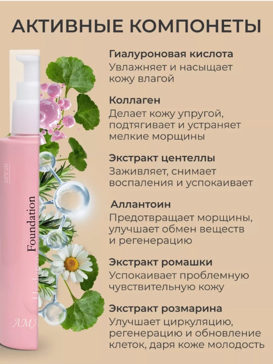 Увлажняющий тональный крем флюид для лица с SPF 20 AMA Hyaluron Foundation Корея, 110 мл