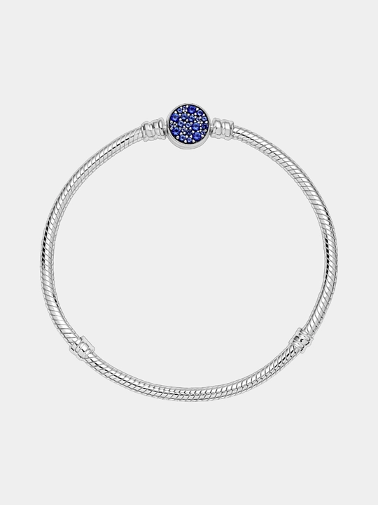 Браслет Pandora Moments 599288C01, серебро 925, синяя сияющая застёжка