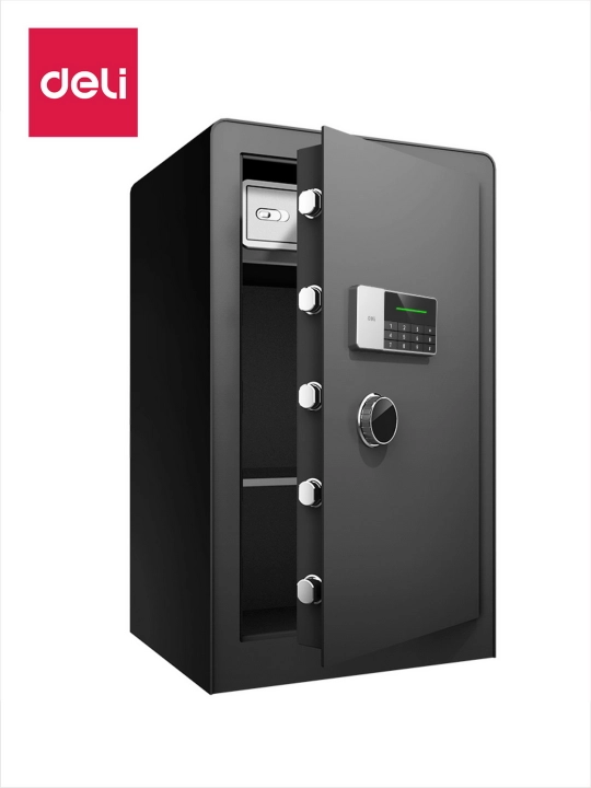 ET553 Deli seyfi 800*480*420 mm, elektron kod + kalit, qora, qora, 49 kg - 