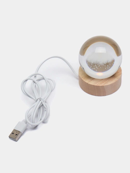 Хрустальный шар ночник 3D, антистресс, настольный светильник, LED, 7x8 см