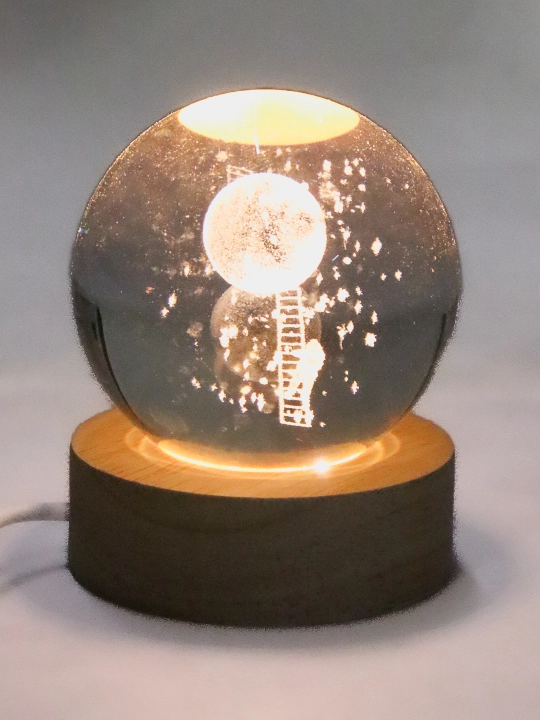 Хрустальный шар ночник 3D, антистресс, настольный светильник, LED, 7x8 см