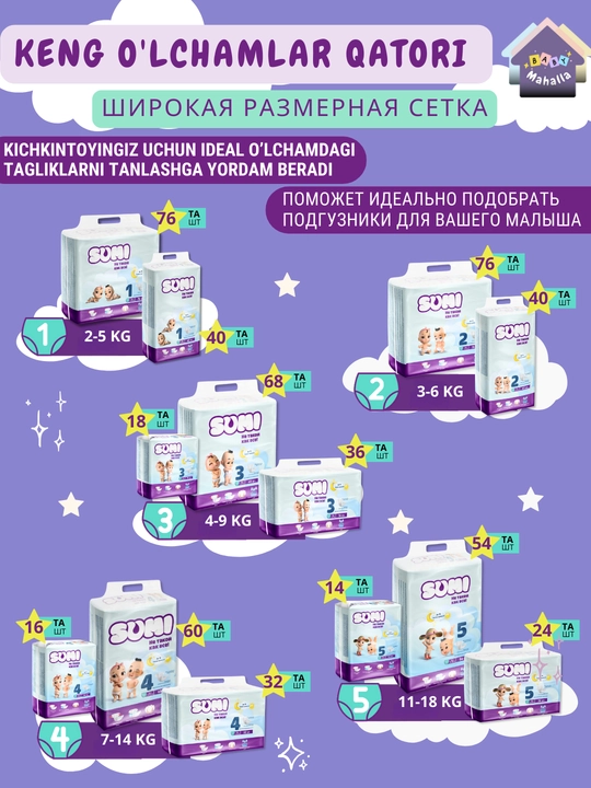 Детские подгузники SUMI на липучках