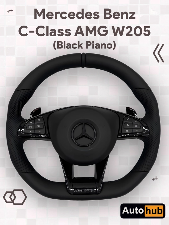 Руль AMG Mercedes-Benz C-Class W205 c типтроником, Black Piano (Переделка под Chevrolet) - 