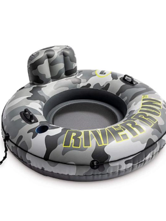 Intex 56835 надувной круг - кресло, 135 см, "Camo River Run 1", с ручками, до 100 кг - 