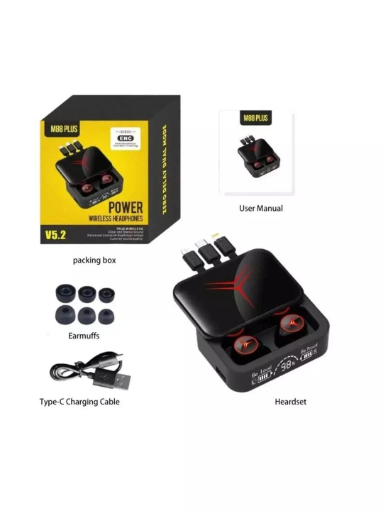 Simsiz quloqchinlar sensorli M10,M19,M20,M90, M85,M80,M86,M88 powerbank, HD displeyi bilan