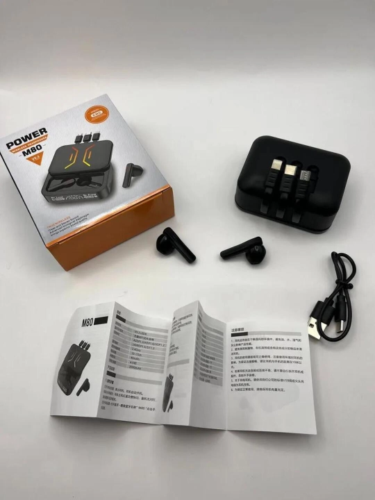 Simsiz quloqchinlar sensorli M10,M19,M20,M90, M85,M80,M86,M88 powerbank, HD displeyi bilan
