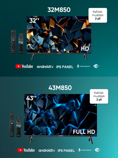 Телевизор MoonX 32", 43", 55" 4K UHD/Full HD, Smart TV, голосовое управление + 2 пульта