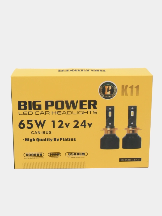 BIGPOWER K11LED ko'p avtomobillar uchun mos,yorug'lik rangi oq,6000K65Vt,suv o'tkazmaydiga