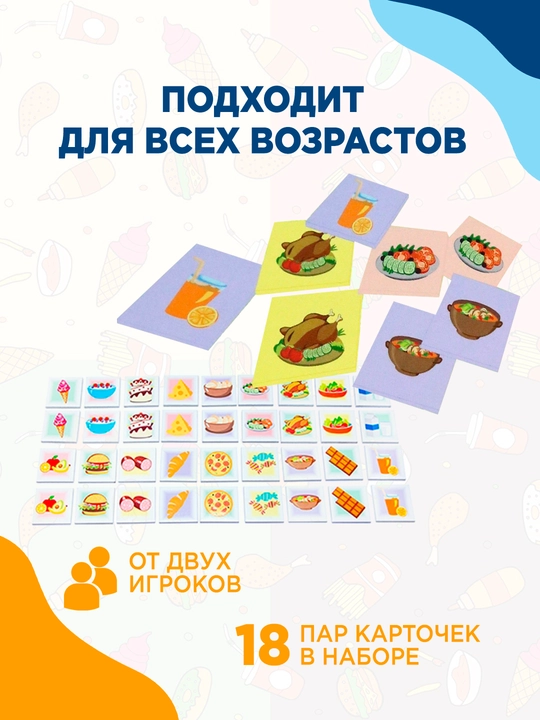 Детская развивающая игра MEMORY: Найди пару Вкусняшки для памяти и внимания