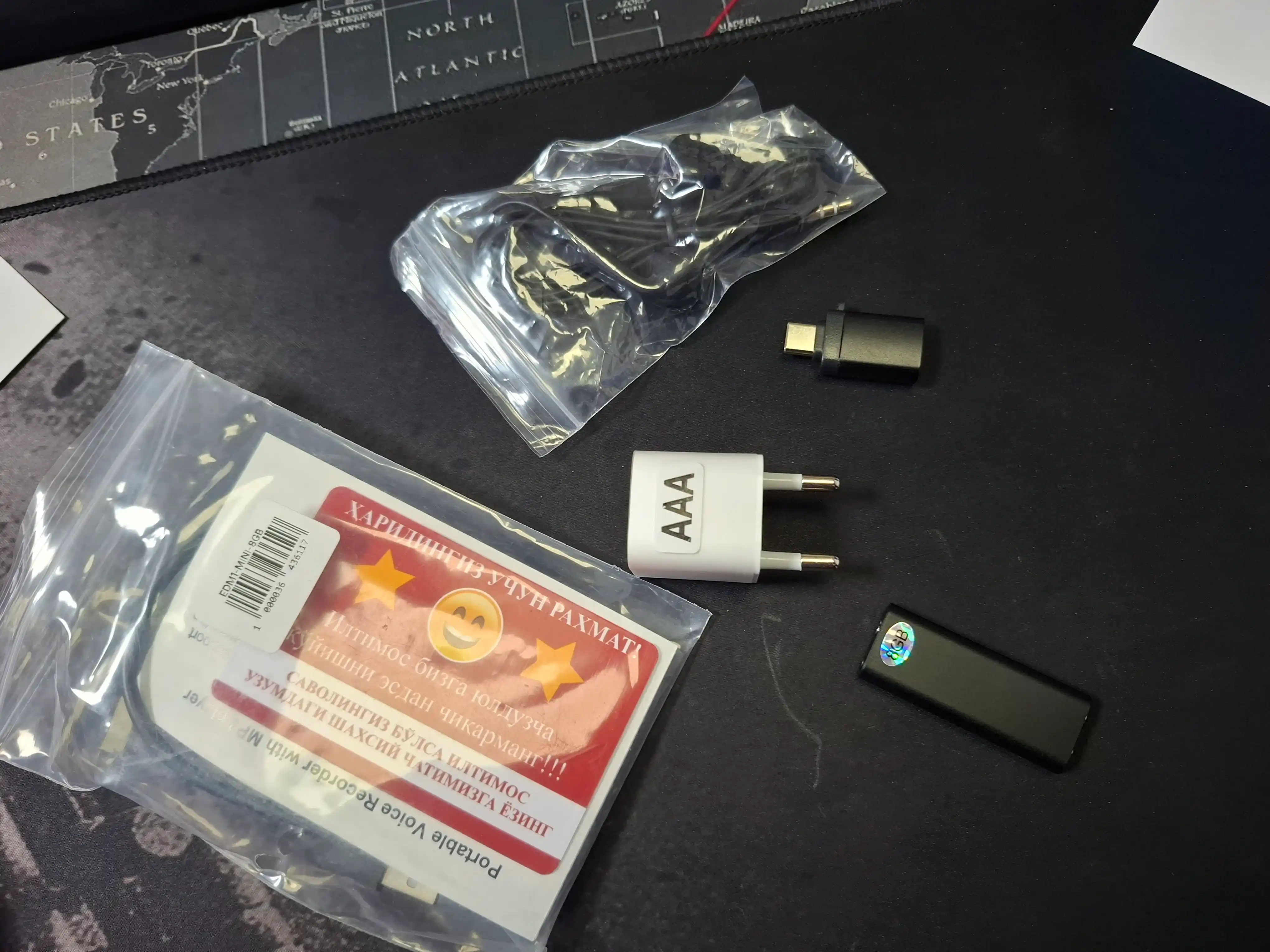 Диктофон, мини 10 часов непрерывной записи голоса, 8 ГБ SAVETEK + Переходник Type C