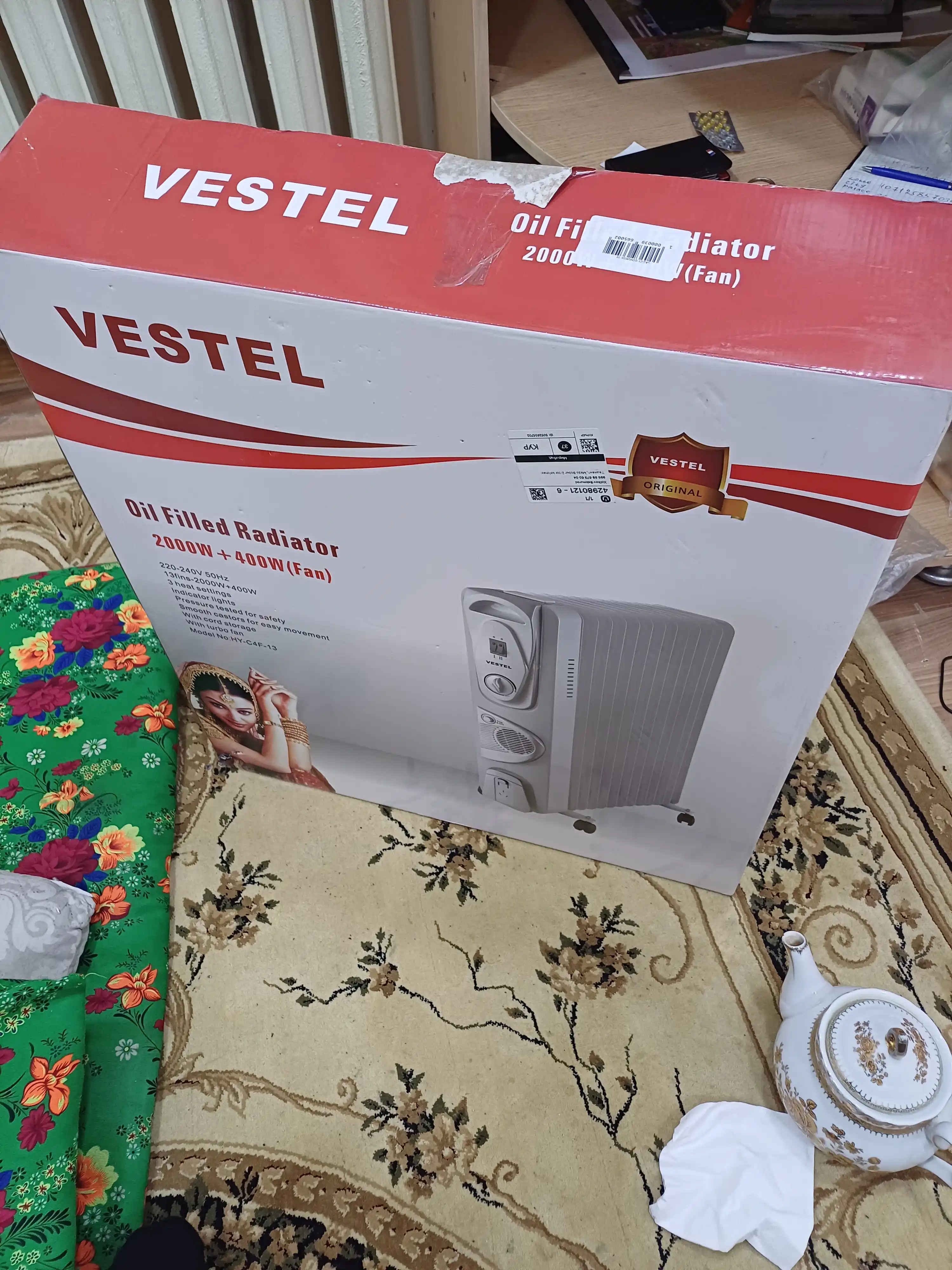 Elektr isitgich Vestel, moyli radiator, qovurg‘ali elektr isitkich, 7/9/11/13/15 qovurg‘a