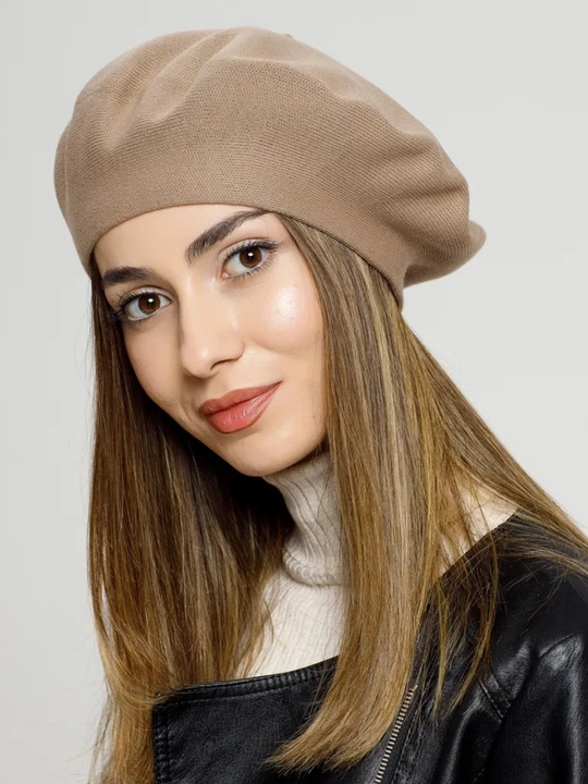Ayollar va qizlar uchun beret, klassik toʻqilgan shapka, kuz qish mavsum bosh kiyimi