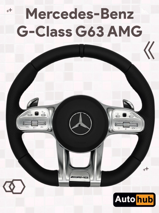 Автомобильный руль Mercedes-Benz, гелик, G63 AMG W464, под Chevrolet, Black Piano - 